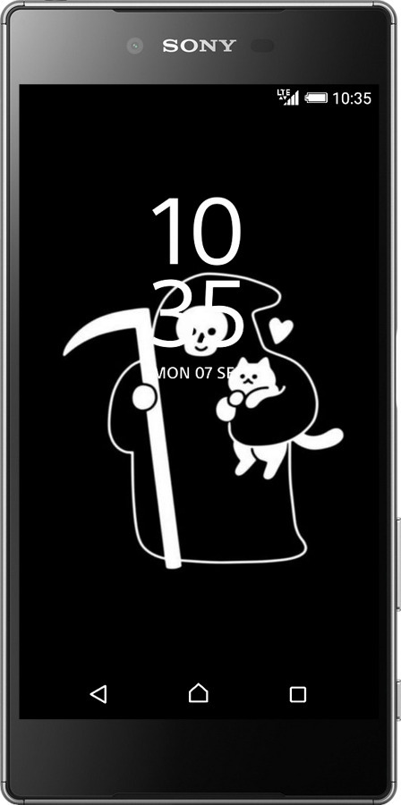2D пластиковый чехол Минималистичный арт: смерть и кошка для Sony Xperia Z5 Premium E6883 - 6529t-345 изображение 