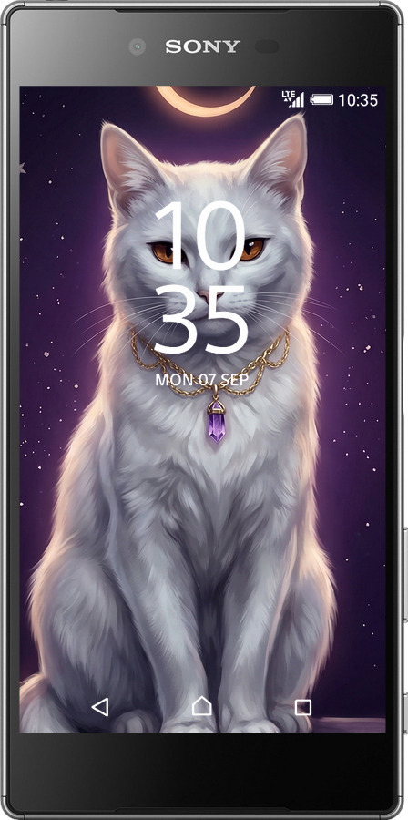 2D пластиковий чехол Mystic White Cat Gothic Dark Purple Gold для Sony Xperia Z5 Premium E6883 - 6805t-345 изображение 