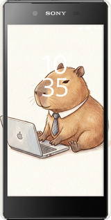 3D пластиковый матовый чехол Funny Capybara CEO Working для Sony Xperia Z5 E6633 - 6777m-274 изображение 