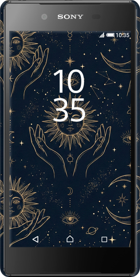 3D пластиковый матовый чехол Celestial Harmony: Sun & Moon Gold Mystic Pattern для Sony Xperia Z5 E6633 - 6778m-274 изображение 
