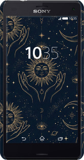 3D пластиковый глянцевый чехол Celestial Harmony: Sun & Moon Gold Mystic Pattern для Sony Xperia Z3 Compact D5803 - 6778c-277 изображение 