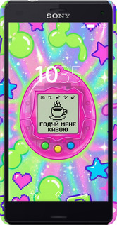 3D пластиковый глянцевый чехол Y2K Aesthetic Retro Pet: Годуй мене кавою для Sony Xperia Z3 Compact D5803 - 6784c-277 изображение 