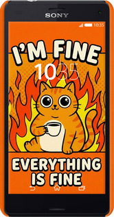 3D пластиковый глянцевый чехол Funny Cat для Sony Xperia Z3 Compact D5803 - 6786c-277 изображение 