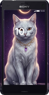 3D пластиковий глянцевий чехол Mystic White Cat Gothic Dark Purple Gold для Sony Xperia Z3 Compact D5803 - 6805c-277 изображение 