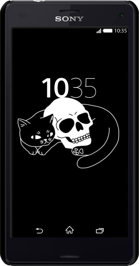3D пластиковый глянцевый чехол С изображением кота и черепа для Sony Xperia Z3 Compact D5803 - 6491c-277 изображение 