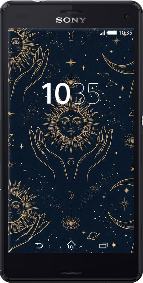 Силиконовый чехол Celestial Harmony: Sun & Moon Gold Mystic Pattern для Sony Xperia Z3 Compact D5803 - 6778u-277 изображение 