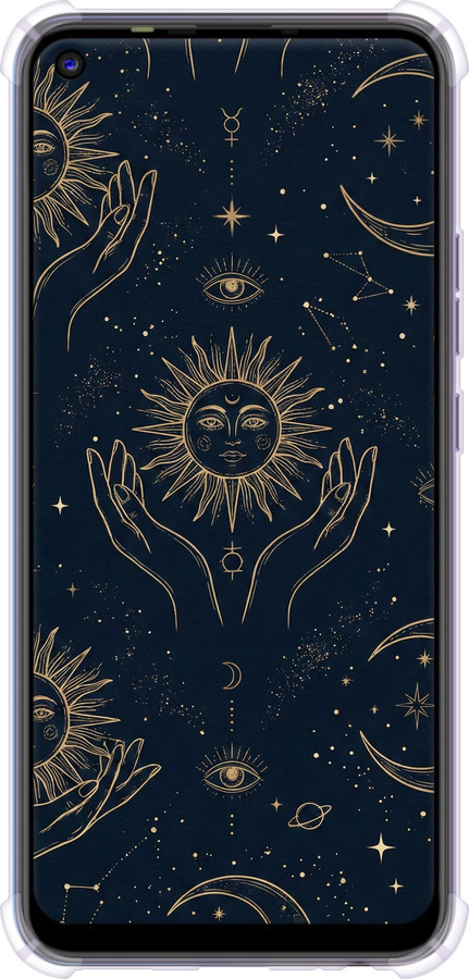 Силіконовий протиударний с посиленими кутами чехол Celestial Harmony: Sun & Moon Gold Mystic Pattern для Tecno Camon 15 - 6778sp-2405 изображение 
