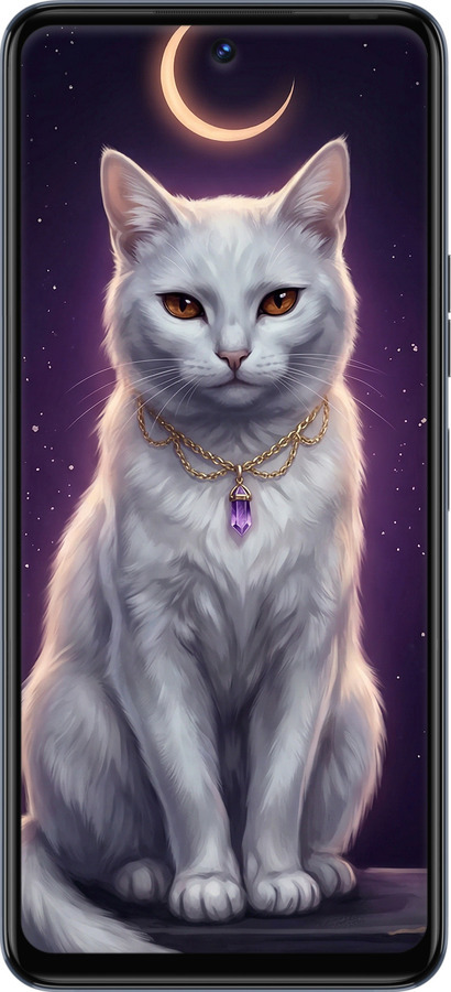 Силіконовий чехол Mystic White Cat Gothic Dark Purple Gold для Tecno Camon 18p CH7n - 6805u-2525 изображение 