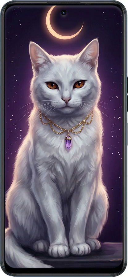 Силиконовый чехол Mystic White Cat Gothic Dark Purple Gold для Tecno Camon 18 Premier - 6805u-2652 изображение 
