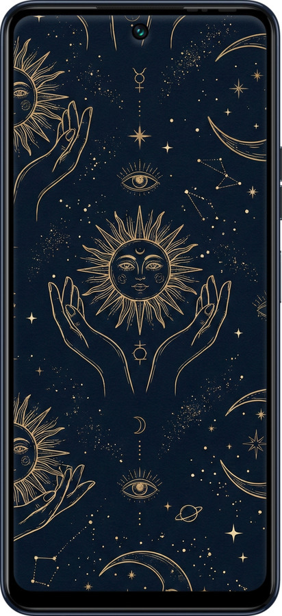 Силіконовий чехол Celestial Harmony: Sun & Moon Gold Mystic Pattern для Tecno Camon 19 Neo CH6i - 6778u-2753 изображение 