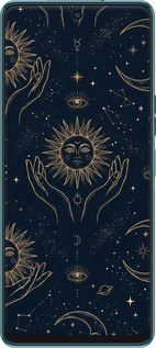 Силиконовый чехол Celestial Harmony: Sun & Moon Gold Mystic Pattern для Tecno Camon 19 Pro (CI8n) - 6778u-2766 изображение 