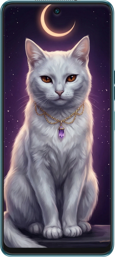 Силиконовый чехол Mystic White Cat Gothic Dark Purple Gold для Tecno Camon 19 Pro (CI8n) - 6805u-2766 изображение 