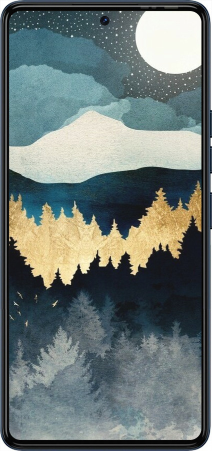 Силиконовый чехол Ночной пейзаж с лесом и горами для Tecno Camon 20 Pro - 6493u-3100 изображение 