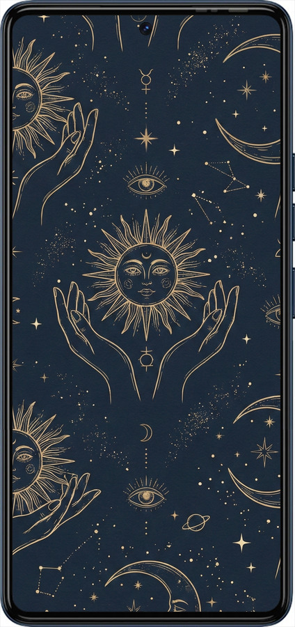 Силіконовий чехол Celestial Harmony: Sun & Moon Gold Mystic Pattern для Tecno Camon 20 Pro - 6778u-3100 изображение 