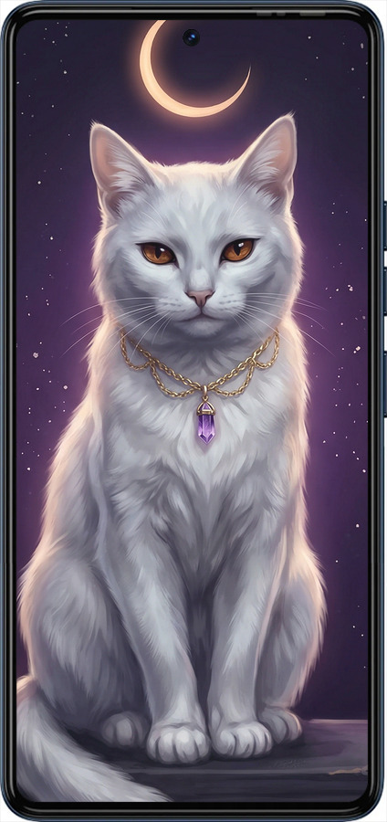 Силиконовый чехол Mystic White Cat Gothic Dark Purple Gold для Tecno Camon 20 Pro - 6805u-3100 изображение 