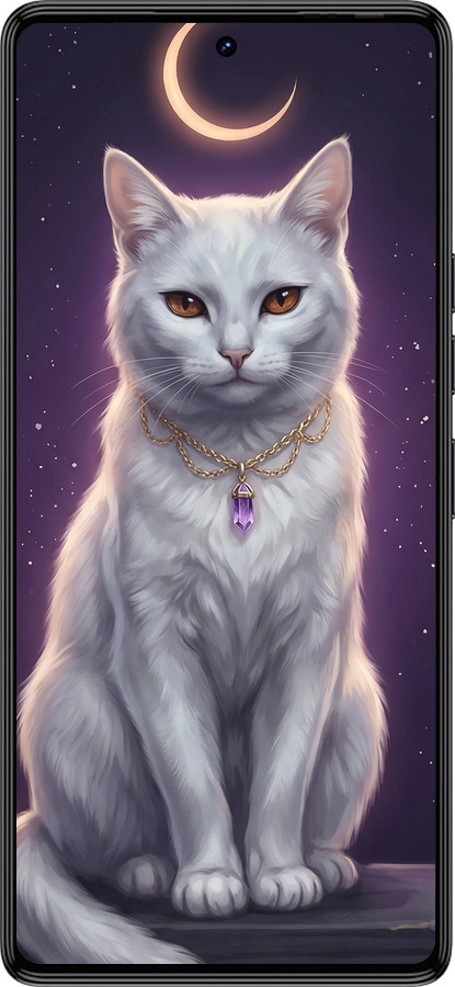 TPU чехол Mystic White Cat Gothic Dark Purple Gold для Tecno Camon 30 4g - 6805b-3712 изображение 