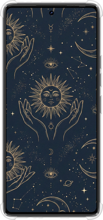 Силикон с усиленными углами чехол Celestial Harmony: Sun & Moon Gold Mystic Pattern для Tecno Camon 30 4g - 6778sp-3712 изображение 