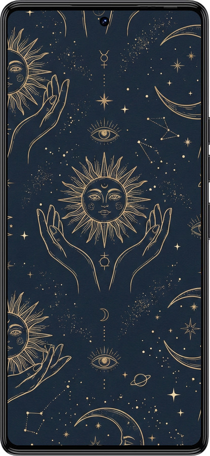 Силіконовий чехол Celestial Harmony: Sun & Moon Gold Mystic Pattern для Tecno Camon 30 4g - 6778u-3712 изображение 