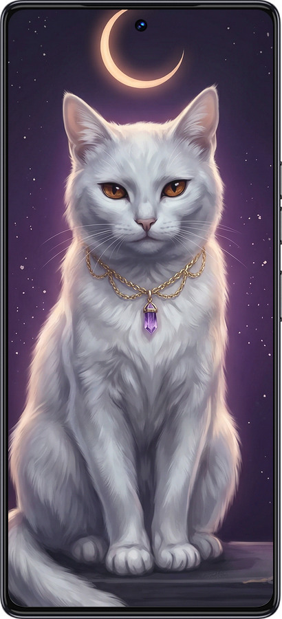Силиконовый чехол Mystic White Cat Gothic Dark Purple Gold для Tecno Camon 30 pro 5G - 6805u-3713 изображение 