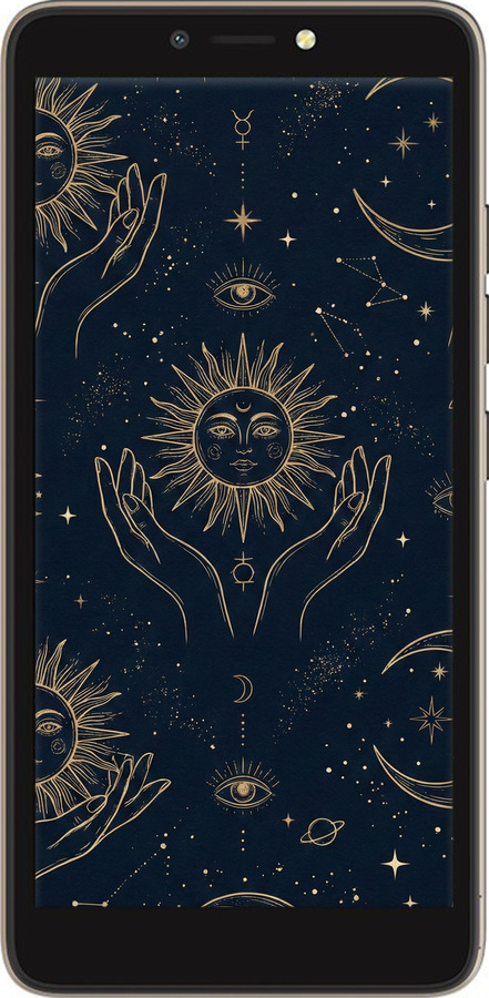 TPU чехол Celestial Harmony: Sun & Moon Gold Mystic Pattern для Tecno Pop 2F B1F - 6778b-2391 изображение 