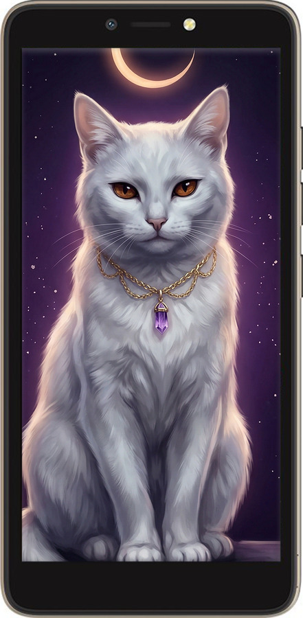 TPU чехол Mystic White Cat Gothic Dark Purple Gold для Tecno Pop 2F B1F - 6805b-2391 изображение 