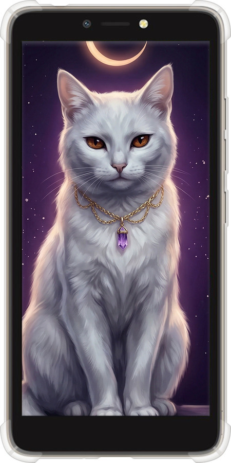 Силіконовий протиударний с посиленими кутами чехол Mystic White Cat Gothic Dark Purple Gold для Tecno Pop 2F B1F - 6805sp-2391 изображение 