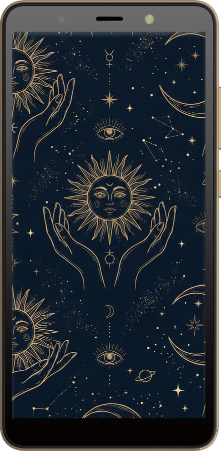 Силиконовый чехол Celestial Harmony: Sun & Moon Gold Mystic Pattern для Tecno Pop 3 BB2 - 6778u-2443 изображение 