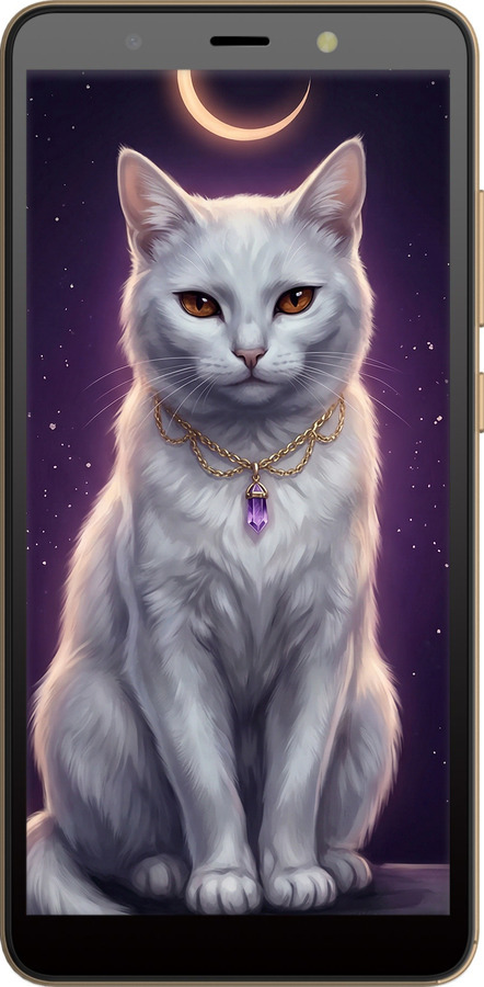 Силіконовий чехол Mystic White Cat Gothic Dark Purple Gold для Tecno Pop 3 BB2 - 6805u-2443 изображение 