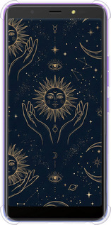 Силикон с усиленными углами чехол Celestial Harmony: Sun & Moon Gold Mystic Pattern для Tecno Pop 4 BC2c - 6778sp-2427 изображение 