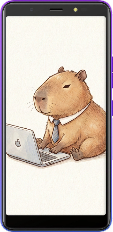 Силиконовый чехол Funny Capybara CEO Working для Tecno Pop 4 BC2c - 6777u-2427 изображение 