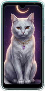 Силикон с усиленными углами чехол Mystic White Cat Gothic Dark Purple Gold для Tecno Pop 5 BD2p - 6805sp-2412 изображение 