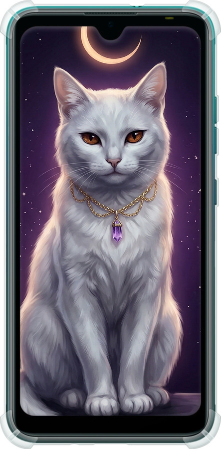 Силикон с усиленными углами чехол Mystic White Cat Gothic Dark Purple Gold для Tecno Pop 5 BD2p - 6805sp-2412 изображение 
