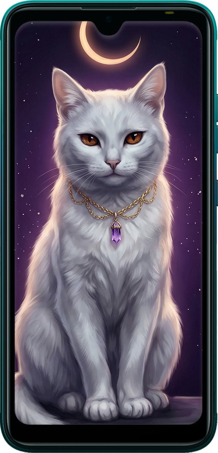 Силиконовый чехол Mystic White Cat Gothic Dark Purple Gold для Tecno Pop 5 BD2p - 6805u-2412 изображение 