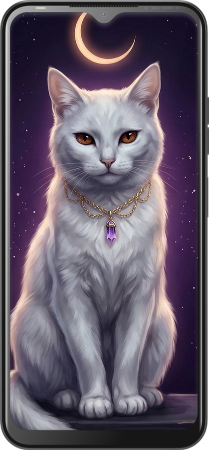 Силиконовый чехол Mystic White Cat Gothic Dark Purple Gold для Tecno POP 6 Pro BE8 - 6805u-2929 изображение 