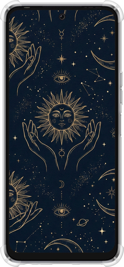 Силикон с усиленными углами чехол Celestial Harmony: Sun & Moon Gold Mystic Pattern для Tecno Pova 4 LG7n - 6778sp-2967 изображение 