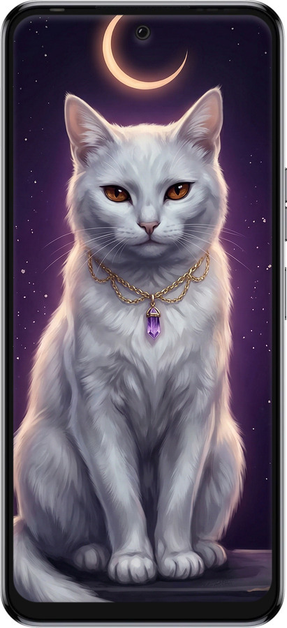 Силиконовый чехол Mystic White Cat Gothic Dark Purple Gold для Tecno Pova 4 LG7n - 6805u-2967 изображение 