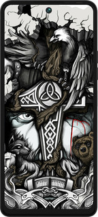 Силиконовый чехол Тату Викинг для Tecno Pova 5 - 4098u-3139 изображение 