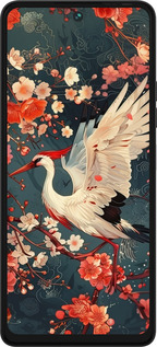 Силиконовый чехол Сакура и аист для Tecno Pova 5 - 6108u-3139 изображение 