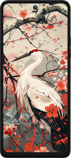 Силиконовый чехол Аист в цвету сакуры для Tecno Pova 5 - 6109u-3139 изображение 