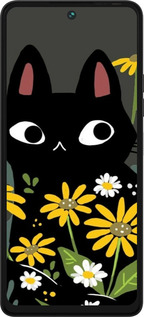 Силиконовый чехол Черный кот с цветами для Tecno Pova 5 - 6448u-3139 изображение 