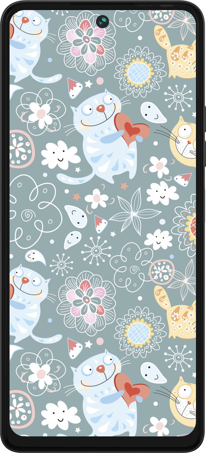 Силиконовый чехол Котята v3 для Tecno Pova 5 - 1223u-3139 изображение 