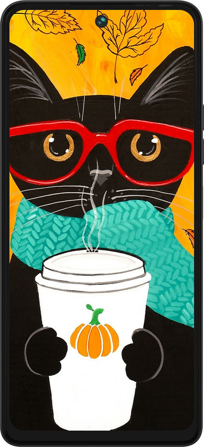 Силіконовий чехол Осінній кіт для Tecno Pova 5 - 4026u-3139 изображение 