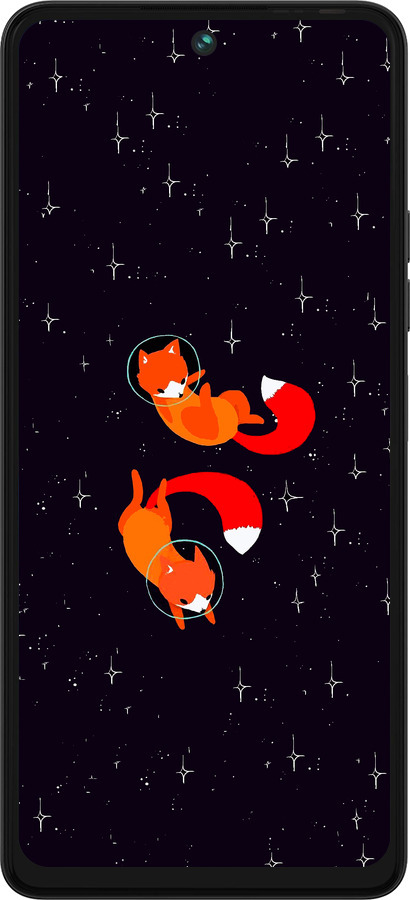 Силиконовый чехол Лисички в космосе для Tecno Pova 5 - 4519u-3139 изображение 