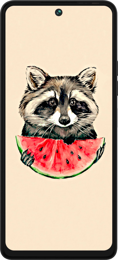 Силиконовый чехол Енотик с арбузом для Tecno Pova 5 - 4605u-3139 изображение 