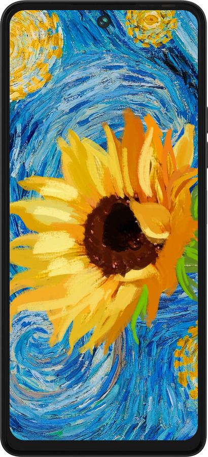 Силиконовый чехол Цветы желто-голубые для Tecno Pova 5 - 5308u-3139 изображение 