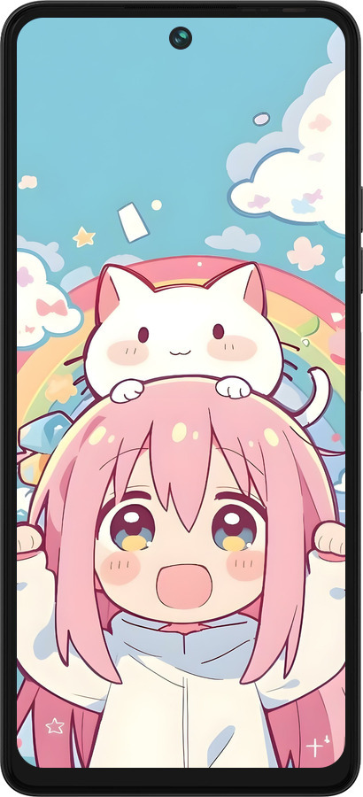 Силиконовый чехол Девочка аниме радуга для Tecno Pova 5 - 6304u-3139 изображение 