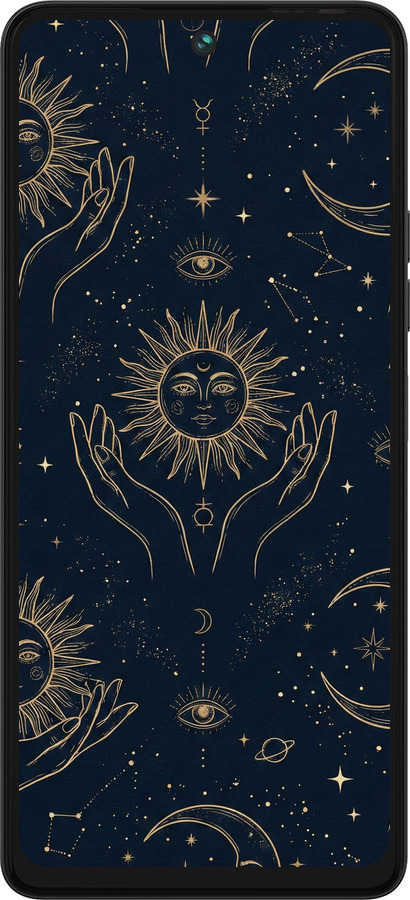 Силиконовый чехол Celestial Harmony: Sun & Moon Gold Mystic Pattern для Tecno Pova 5 - 6778u-3139 изображение 