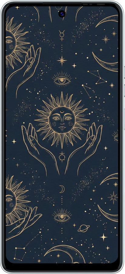 Силиконовый чехол Celestial Harmony: Sun & Moon Gold Mystic Pattern для Tecno POVA 6 Neo - 6778u-3753 изображение 