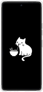 Силикон с усиленными углами чехол С милым котом на черном фоне для Tecno Pova 6 Pro - 6528sp-3689 изображение 