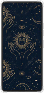 Силикон с усиленными углами чехол Celestial Harmony: Sun & Moon Gold Mystic Pattern для Tecno Pova 6 Pro - 6778sp-3689 изображение 